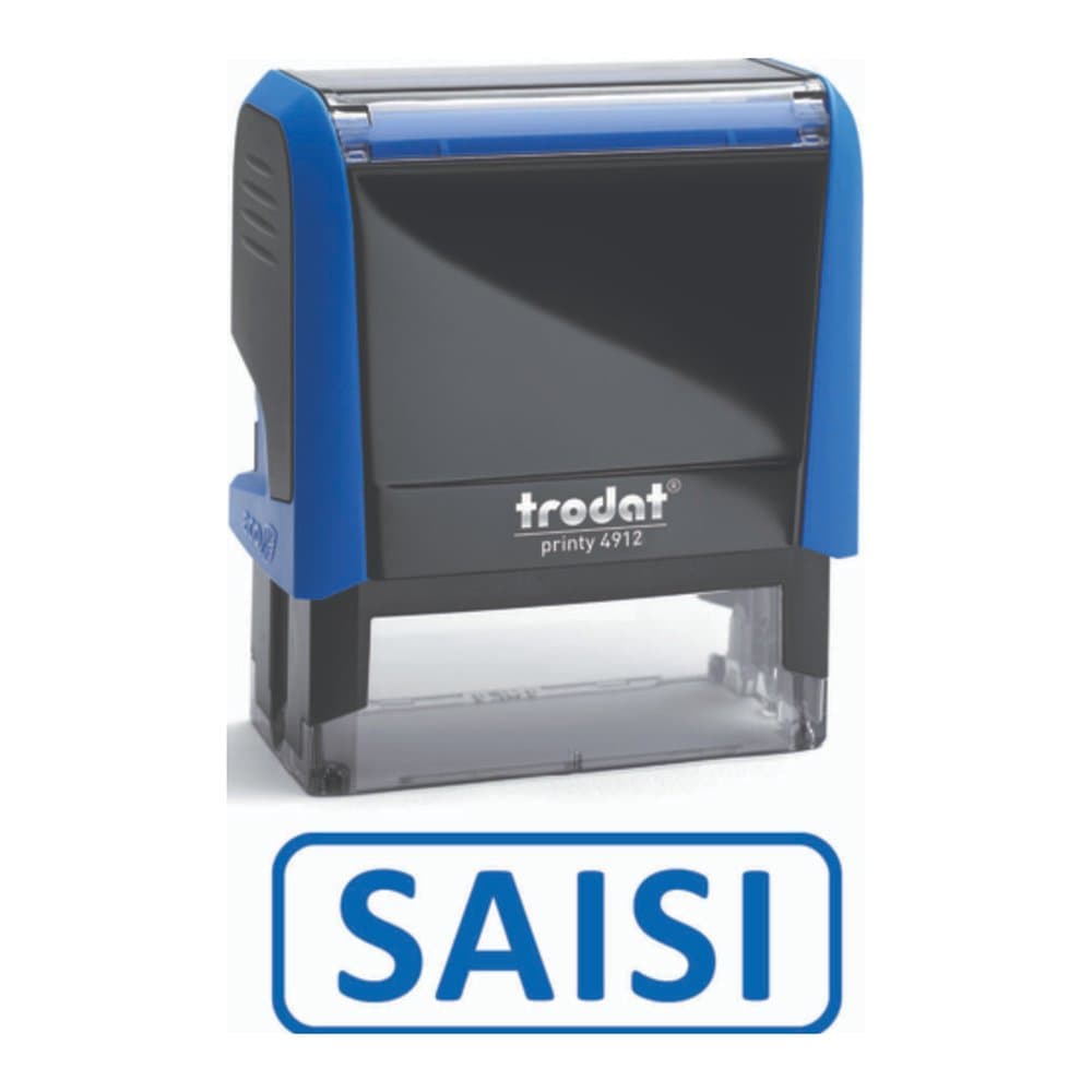 Trodat Pack Formule " SAISI " 4.0 - Boîtier Bleu, Encrage Bleu — tampon à personnaliser