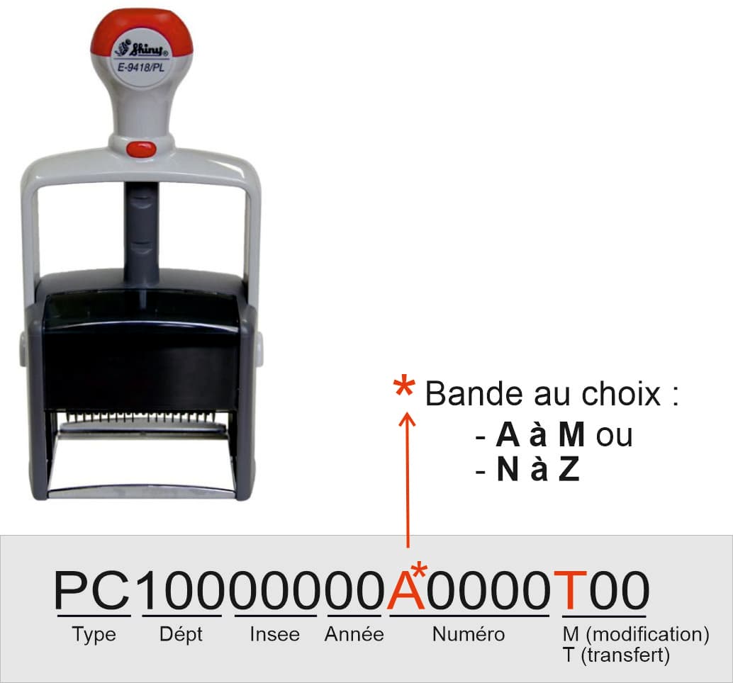 SHINY TAMPON PERMIS DE CONSTRUIRE (11° bande AàM ou NàZ) — réf. E-9418/PC