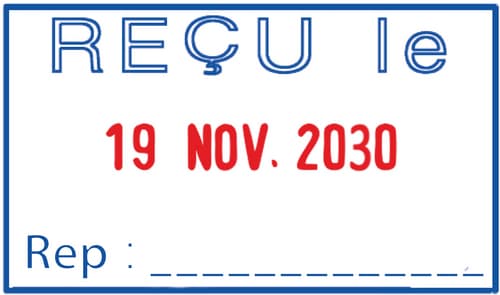 Reçu le … rép… + Date Bicolore — tampon personnalisable en ligne
